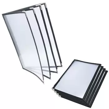 Меню-таблица, книга-меню, набор из 5 меню для ресторанов и коммерческого использования, сшитые внакидку, совместимые с форматом А4, прозрачные, двусторонние (8 страниц)