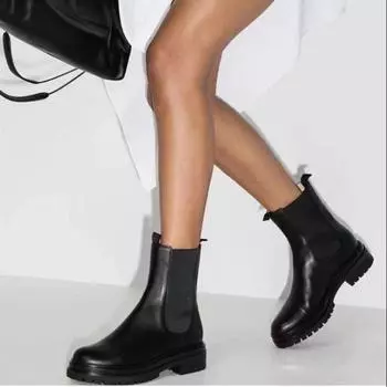 Meotina/брендовые ботинки «Челси» из натуральной кожи, дизайнерские женские ботильоны, короткие ботильоны на платформе, осень-зима 41 35 чёрный