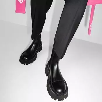 Meotina Ins, брендовые дизайнерские ботинки «Челси» из натуральной кожи, женские ботильоны, короткие ботильоны на платформе, толстом каблуке, осенне-зимняя обувь 34 чёрный