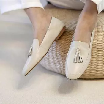 Meotina/лоферы на плоской подошве из натуральной кожи, женские туфли с круглым носком, обувь на плоской подошве из коровьей кожи с бахромой, женская повседневная обувь белого цвета 40 33 телесный