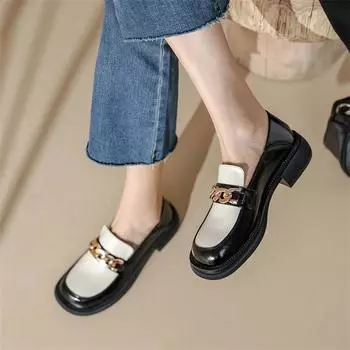 Meotina, лоферы, женские туфли из натуральной кожи на платформе, туфли на среднем каблуке, туфли-лодочки с круглым носком и цепочкой, обувь на толстом каблуке, весна, бежевый цвет, 43 34 бежевый