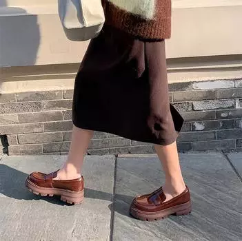 Meotina, лоферы, женские туфли из натуральной кожи на высоком каблуке, повседневные туфли-лодочки с круглым носком, женская обувь на толстом каблуке, весна 2022, коричневого цвета 34 чёрный