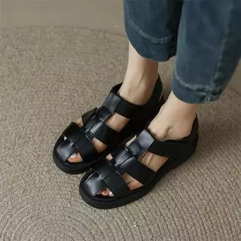 Meotina Shoes, женские сандалии-гладиаторы из искусственной кожи, на платформе, на плоской подошве, модная женская обувь с круглым носком, лето 2022, бежевый, большой размер 43