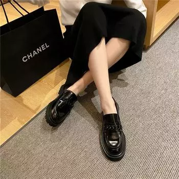 Meotina туфли-лодочки на среднем каблуке, женские туфли из натуральной кожи на платформе, на толстом каблуке, римские туфли с круглым носком и цепочкой, обувь без шнуровки, черная 2021 34 чёрный