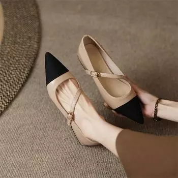 Meotina, женская модная повседневная обувь Мэри Джейн из натуральной кожи с острым носком на плоской подошве и пряжкой, разноцветная женская обувь, весенне-осенняя абрикосовая обувь 34 миндальный