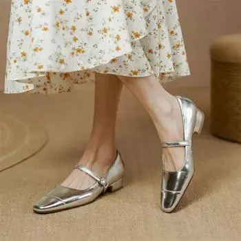 Meotina/Женская обувь из натуральной кожи Мэри Джейн на плоской подошве с квадратным носком и пряжкой, туфли-перчатки из овчины, женская модная повседневная обувь, весна-осень