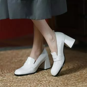 Meotina Женская обувь из натуральной кожи, туфли-лодочки на блочном каблуке, женская модная обувь на высоком каблуке с квадратным носком, весна 2022, черная осень 40 33 бежевый