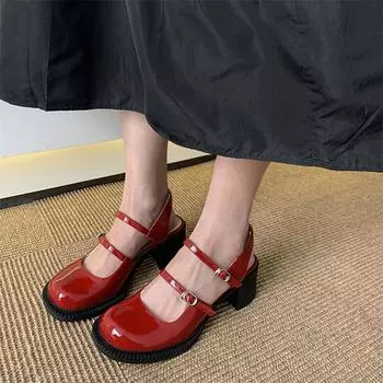 Meotina, женская обувь из натуральной кожи, туфли-лодочки на толстом каблуке с пряжкой, женская обувь на высоком каблуке с квадратным носком, весна 2022, красные 40 34 бежевый