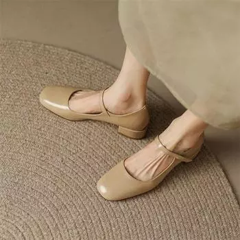 Meotina, женская обувь Мэри Джейн, туфли-лодочки из натуральной кожи на толстом каблуке, женская обувь на среднем каблуке с квадратным носком и крючком, весенняя обувь винно-красного цвета, размеры 33-41