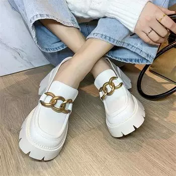 Meotina, женская обувь на высоком каблуке из натуральной кожи на платформе, туфли-лодочки на толстом каблуке с круглым носком, женская обувь с металлическими украшениями, 39 34 бежевый