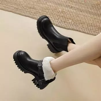 Meotina/женские ботильоны из натуральной кожи, с круглым носком, на высоком каблуке, шерстяные короткие ботинки «Челси» на молнии, женская модная обувь, зимняя обувь
