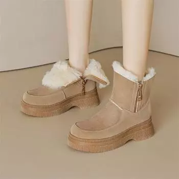 Meotina/женские ботильоны из натуральной кожи, шерстяные зимние ботинки с круглым носком на толстом среднем каблуке и молнии, женская модная обувь, зима 40 34 хаки