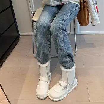 Meotina/женские ботильоны из натуральной кожи, шерстяные зимние ботинки на плоской платформе с круглым носком, на среднем каблуке, женская модная обувь, зима 40