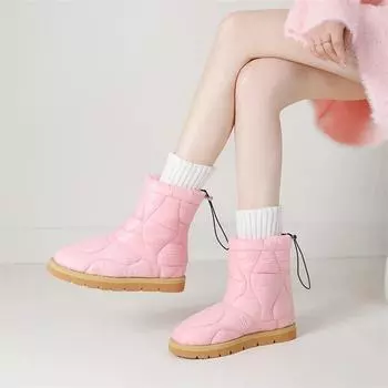 Meotina/женские ботильоны с круглым носком на плоской подошве на меховой платформе, зимние ботинки в лаконичном дизайне, женская модная обувь, зимняя обувь, розовый, черный 43 33 чёрный