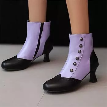 Meotina женские ботильоны с круглым носком на высоком каблуке-рюмочке с застежкой-молнией и металлическим украшением, короткие сапоги смешанных цветов, женская модная обувь, зимняя 46 34 белый
