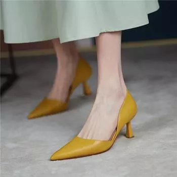 Meotina/женские детские замшевые туфли-лодочки на высоком каблуке, офисная обувь с острым носком на мелком каблуке, обувь из натуральной кожи на тонком каблуке, черная весенняя новинка 40 33 бежевый