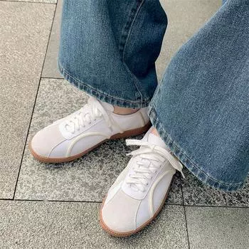 Meotina/женские кроссовки из натуральной кожи с круглым носком на плоской подошве, разноцветные женские модные туфли на шнуровке, весна-осень, серебристо-черный цвет, 40 34 бежевый