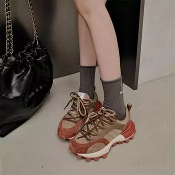 Meotina/женские кроссовки из натуральной кожи с круглым носком на платформе, на плоской подошве со шнуровкой, разноцветные женские модные повседневные туфли, весна-осень 40 35 коричневый