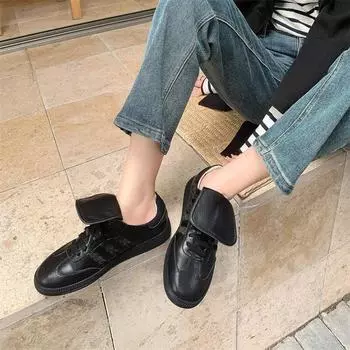 Meotina/женские кроссовки из натуральной кожи, с круглым носком, на плоской подошве, на шнуровке, лаконичная женская модная повседневная обувь, весна-осень, серебристый, черный, 40 34 чёрный