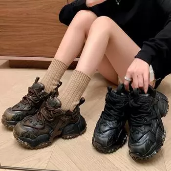 Meotina/женские кроссовки из натуральной кожи с круглым носком на меху на плоской подошве, на платформе, на шнуровке, женская модная повседневная обувь, зимняя черная, коричневая 40