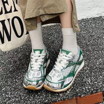 Meotina/женские кроссовки с круглым носком на платформе, на плоской подошве, на шнуровке, разноцветные, лаконичная женская модная повседневная обувь, весенне-осенний зеленый цвет 40 35 зелёный