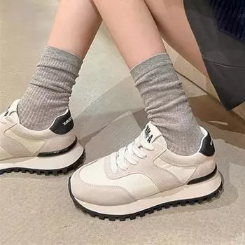 Meotina/женские кроссовки с круглым носком на платформе, на плоской подошве, на шнуровке, разноцветные, женская модная повседневная обувь, весна-осень, абрикосовый, бежевый, 40 35 бежевый