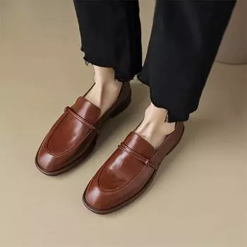 Meotina женские лоферы из натуральной кожи с круглым носком на плоской подошве, лаконичный дизайн, женская модная повседневная обувь, весна-осень, черный, коричневый 40 34 чёрный