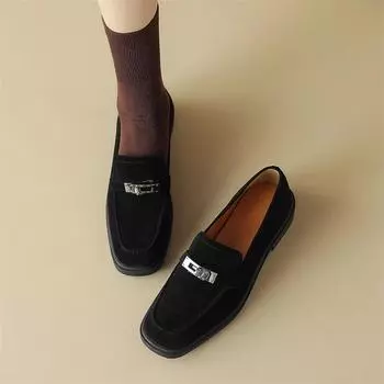 Meotina/женские лоферы из натуральной кожи с круглым носком на плоской подошве из овчины с металлическими украшениями, женская модная обувь, весна-осень, коричневый, черный 34 коричневый