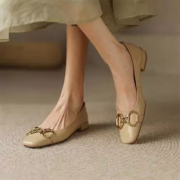 Meotina/женские лоферы, туфли из натуральной кожи, туфли на плоской подошве, женская обувь с металлическим украшением и квадратным носком, весна-осень, бордовый цвет, 33-41 33 миндальный