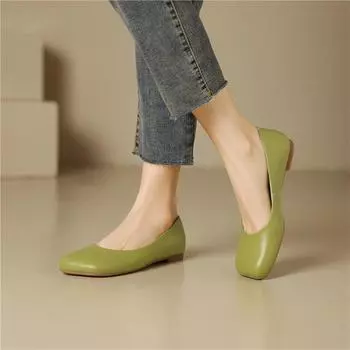 Meotina/женские перчатки из натуральной кожи, туфли на плоской подошве с квадратным носком, лаконичный дизайн, женская модная обувь, весна-осень, абрикосовый, винно-красный 40