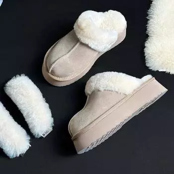 Meotina/женские сабо-лодочки-лодочки с круглым носком на плоской платформе, зимние сапоги на среднем каблуке и меховой платформе, женская модная повседневная обувь, зимняя темно-бордовая обувь 40 35 малиновый