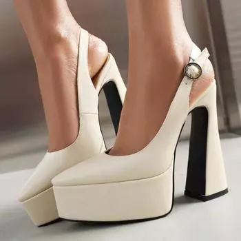 Meotina/женские сандалии из искусственной кожи с босоножками на платформе, на очень высоком каблуке с острым носком, пикантная вечерняя летняя обувь бежевого цвета, размеры 35-43 35 бежевый