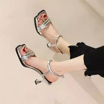 Meotina/женские сандалии из натуральной кожи с квадратным носком, на толстом высоком каблуке с пряжкой, женская модная обувь из овчины, летняя обувь серебристого, золотого и белого цвета 34 золотой