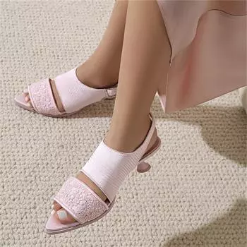 Meotina Женские сандалии с острым носком на тонком высоком каблуке с вышивкой и пряжкой, лаконичный дизайн, женская модная повседневная обувь, летняя белая 46 35 белый