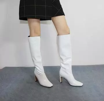 Meotina/женские сапоги до колена, высокие сапоги на массивном каблуке с квадратным носком, женские ботинки без шнуровки на очень высоком каблуке, зимние черные 43 34 вино красного