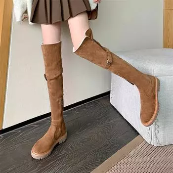 Meotina/женские сапоги выше колена из натуральной кожи, высокие сапоги на плоской подошве с круглым носком и пряжкой на молнии, женская модная обувь, осень-зима 40 33 миндальный
