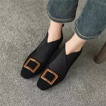 Meotina/женские туфли-лодочки из натуральной кожи с квадратным носком на среднем каблуке, детская замшевая женская обувь с металлическими украшениями в странном стиле, осенне-весенняя обувь 42