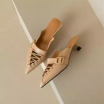 Meotina/женские туфли-лодочки из натуральной кожи, туфли-лодочки с острым носком на тонком среднем каблуке, лаконичная женская модная карьерная обувь, летние абрикосово-бежевые цвета 40
