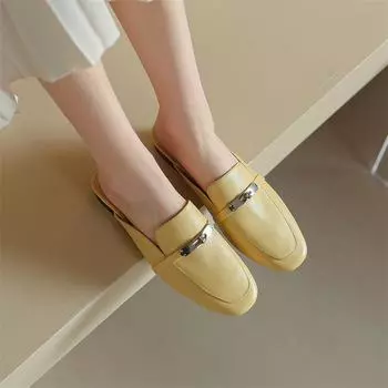 Meotina/женские туфли-лодочки из натуральной кожи, туфли на плоской подошве с квадратным носком, женская обувь с металлическими украшениями, весенне-осенняя обувь желто-коричневого цвета 40 34 чёрный