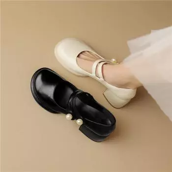 Meotina женские туфли-лодочки Мэри Джейн с круглым носком на массивном среднем каблуке, туфли-перчатки с бусинами, женская модная обувь, весна-осень, бежевый, черный 43 33 бежевый