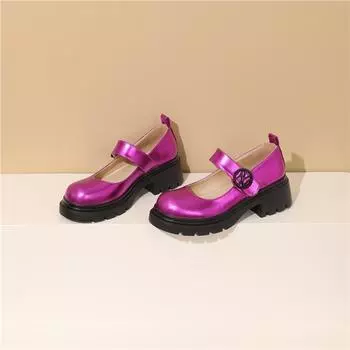 Meotina женские туфли-лодочки Мэри Джейн с круглым носком на массивном среднем каблуке и пряжкой на платформе, перчатки для женщин, модная женская обувь, весенне-осенняя обувь розового цвета 43 34 зелёный