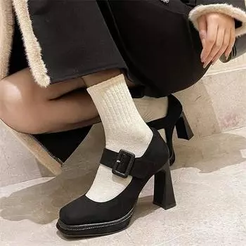 Meotina, женские туфли-лодочки Мэри Джейн, туфли-лодочки на платформе с круглым носком, на толстом высоком каблуке с пряжкой, перчатки, женская модная обувь, весенне-осенняя коричневая обувь