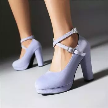 Meotina/женские туфли-лодочки с перекрестным ремешком, туфли-лодочки на высоком каблуке с круглым носком и пряжкой, туфли на платформе, перчатки, женская модная обувь, весна-осень фиолетового цвета 34 чёрный