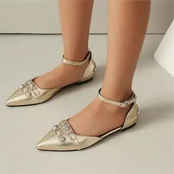 Meotina Женские туфли на плоской подошве из двух частей с ремешком на щиколотке, острым носком, металлической пряжкой, модная женская обувь, весна-осень, синий цвет 43 35 чёрный