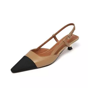 Meotina/женские туфли с открытым носком, туфли-лодочки из натуральной кожи на среднем каблуке, женская обувь на тонком каблуке с острым носком и пряжкой, весна, абрикос 40