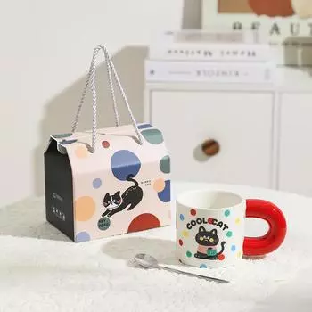 Meow Legu Cute Ceramic Mug Souvenir High Pretty Water Cup Gift Box Cute Couple Cup Gift 301-400ml