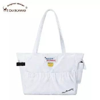 MeowBunny Мягкосердечный Бог, большая вместительная сумка на плечо, женская сумка-мессенджер для студентов колледжа, сумка-тоут белый