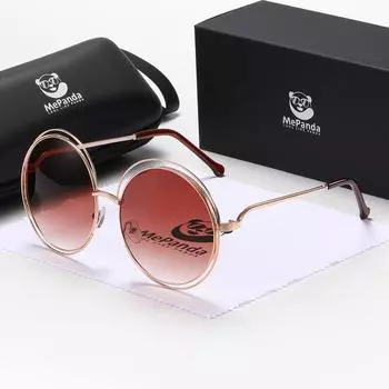 MePanda Модные солнцезащитные очки унисекс в большой круглой оправе для путешествий на открытом воздухе, UV400 золотисто-коричневый