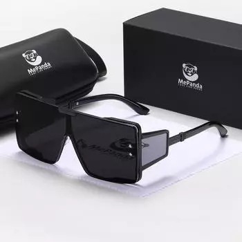 MePanda унисекс, большие металлические солнцезащитные очки в квадратной оправе для улицы, модные солнцезащитные очки для путешествий, UV400 чёрный