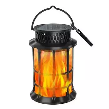 Мерцающее пламя солнечный фонарь уличный водонепроницаемый светодиодный свет IP65 водонепроницаемый автоматическое включение/выключение подвесной солнечный фонарь с танцующим пламенем чёрный